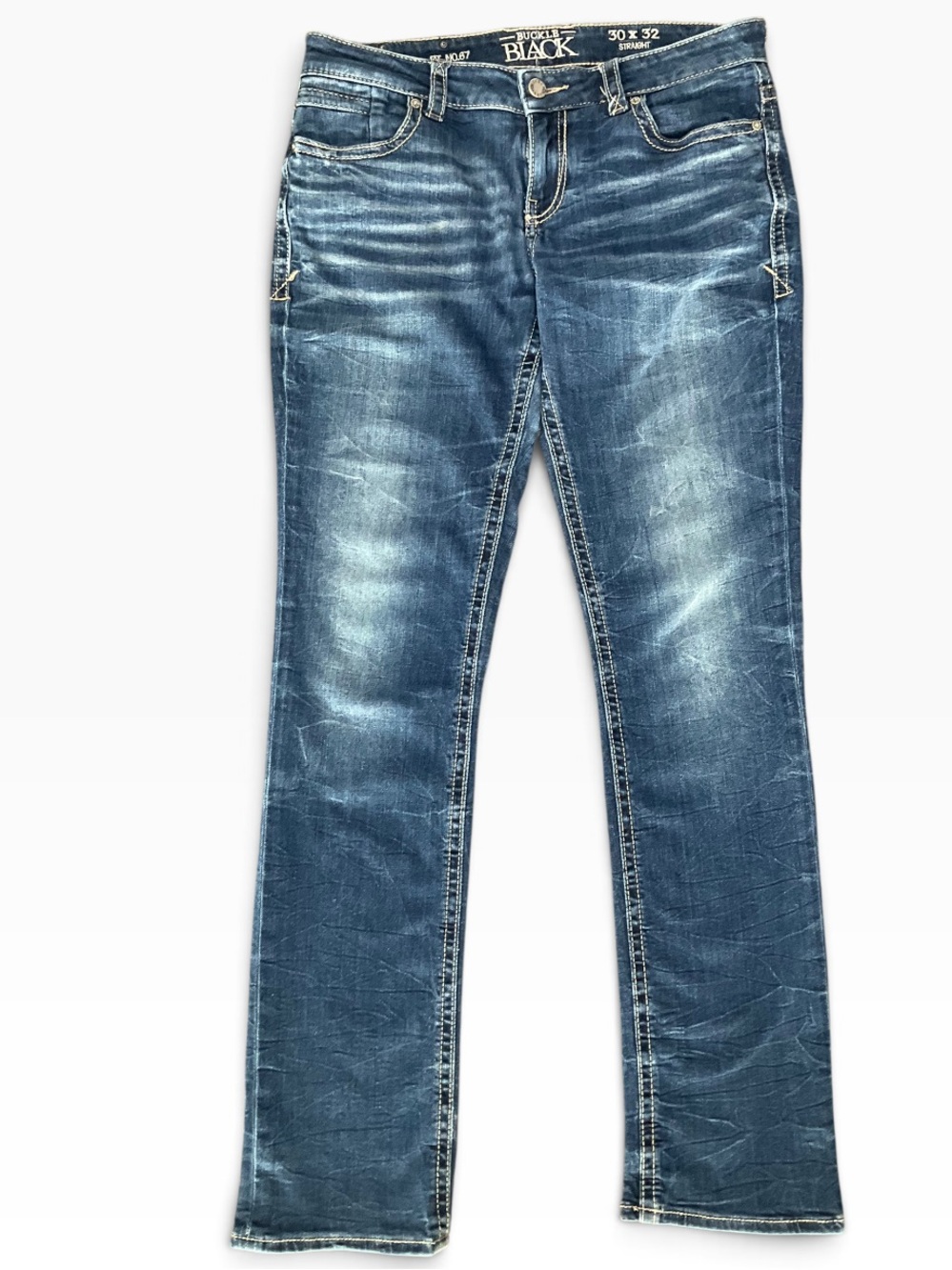 Buckle Black Women's Crinkle  Blue Straight Leg Jeans Distressed Size 30 X 32